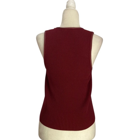 Simkhai Cobain Tank Oxblood Red NWOT Ribbed with Faux Leather Trim - Picture 9 of 16